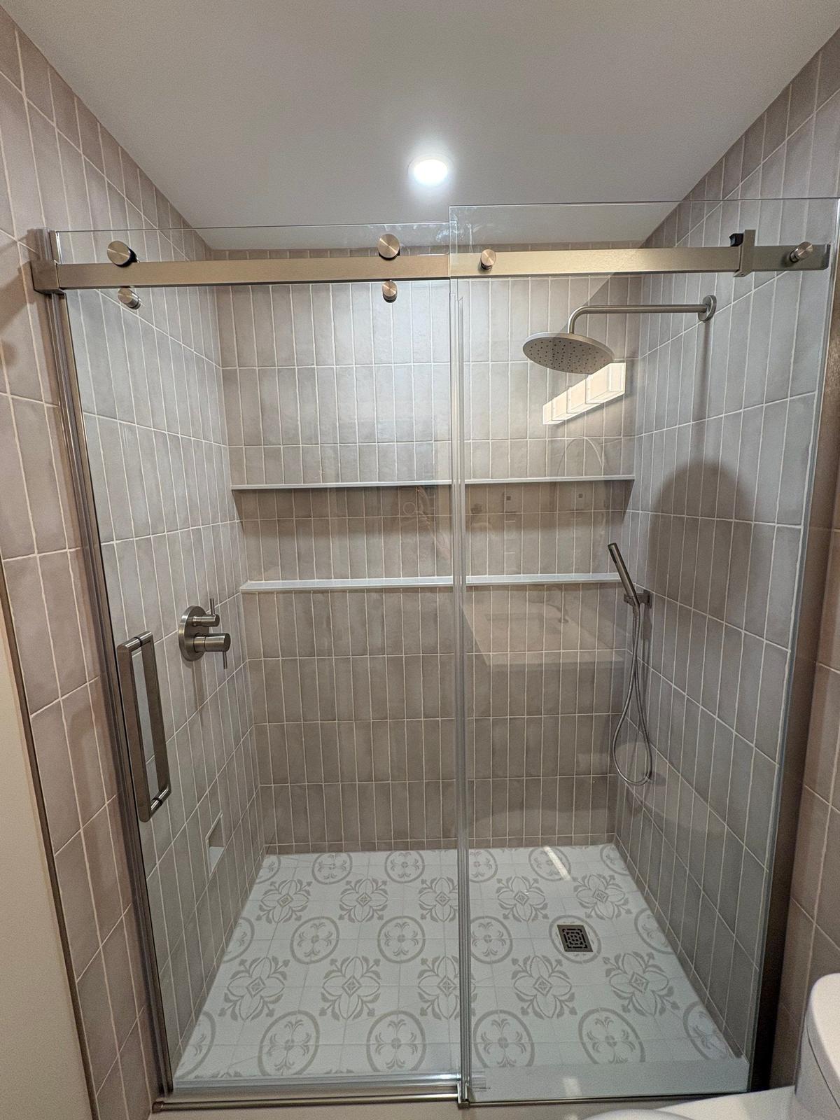 Ranger Avenue — finished walk-in shower.